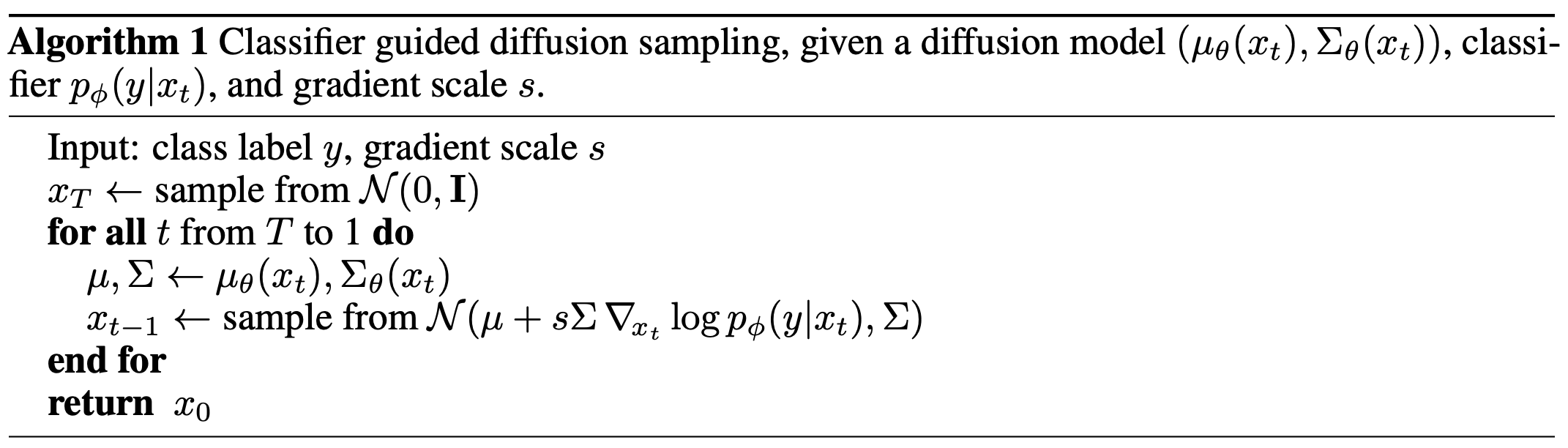 Classifier guidance for gaussian diffusion